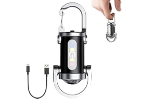 TaimeiMao Mini porte-clés super lumineux 1200 lm - Mini lampe de poche LED super lumineuse - Lampe de poche LED rechargeable - Lampe de poche étanche pour la maison, la voiture, le travail en plein