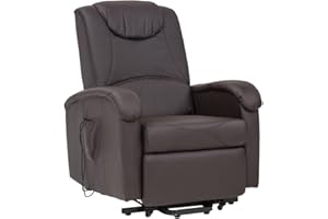 Cribel Poltrona Relax DISA C, finta pelle, Movimento Elettrico con Funzione Alzapersona, Reclinabile, Massaggiante, Telecomando Incluso, Moka, 82 x 90 x 143 cm