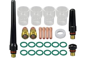 RIVERWELD TIG Stubby Gas Lens Collet Body 3/32 "2.4mm 17GL332 Collet 10N24S Pyrex Cup # 12 Kit per DB SR WP 17 18 26 Torcia TIG 26 pezzi