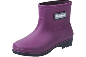 GENERISCH Botas de lluvia para mujer, tubo corto, botas de goma, antideslizantes, impermeables, botas de agua cálidas, cómodas botas de jardín para exteriores, jardinería, agricultura, pesca