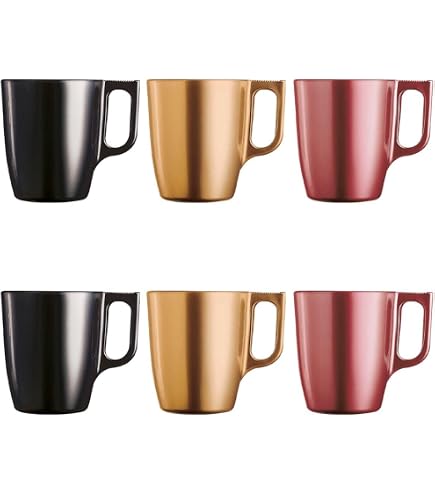 Luminarc Trianon Tazze Da Caffè In Ceramica Bianca, 290 Ml, Confezione 6 Pezzi, Altezza 9 Cm