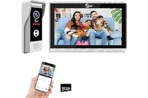 ANJIELO SMART Caméra de sonnette vidéo 1080p avec écran tactile 10" Interphone vidéo, prise en charge de l'enregistrement automatique, vision nocturne infrarouge, détection de mouvement PIR