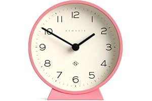 NEWGATE® M Mantel Echo desk clock | Modern round design | Pink | Easy to read numbers | Contemporary style for desk, table, shelf or bedside