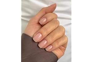 MOUYOUGLOW MouYou 24 krótkie sztuczne paznokcie z klejem do paznokci, kwadratowe, nude, akrylowe, dla kobiet i dziewcząt