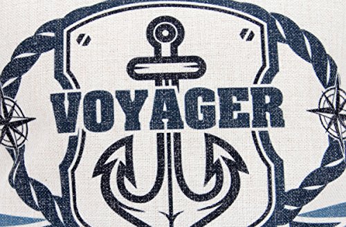 Kissenbezug Noah 40x40cm Sofa Deko Kissenhülle maritim The Voyager Anker Windrose Seefahrt Sommer Leinen Leinenoptik Dekokissen - 2