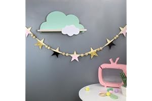 Haomian Cloud Shelves for Children’s Nursery Or Bedroom - Kids Nursery Room Shelves,Floating Bedroom Baby Book Shelf Storage Shelf, Cloud Floating Wooden Shelf Wall Decoration,Green
