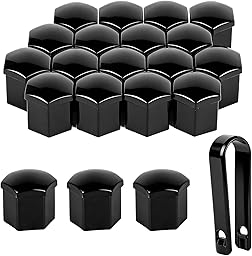 MUZHUPGUZ 20 Stück Auto Radschraubenkappen 19mm, Universal Auto Radmutterkappen 19mm, Radmuttern Kappen, Radschrauben Kappen, Radmutternabdeckung, Schraubenabdeckung für Autos (schwarz), mit 1 Clip