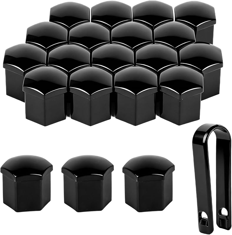 MUZHUPGUZ 20 Stück Auto Radschraubenkappen 19mm, Universal Auto Radmutterkappen 19mm, Radmuttern Kappen, Radschrauben Kappen, Radmutternabdeckung, Schraubenabdeckung für Autos (schwarz), mit 1 Clip