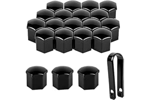MUZHUPGUZ 20 Stück Auto Radschraubenkappen 19mm, Universal Auto Radmutterkappen 19mm, Radmuttern Kappen, Radschrauben Kappen, Radmutternabdeckung, Schraubenabdeckung für Autos (schwarz), mit 1 Clip