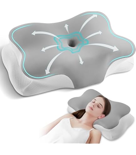 Oreiller Cervical En Mousse à Mémoire De Forme Lot De 2 Pour Soulagement De La Douleur Au Cou Et Aux Épaules, Oreiller Orthopédique Contour Pour Dormeurs Sur Le Côté, Le Dos, Le