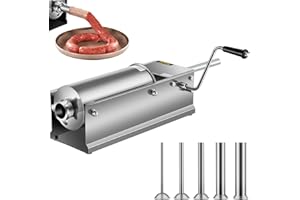 BuoQua Embutidora de Chorizos Horizontal de Acero Inoxidable 5L Llenadora Manual de Salchichas para Hacer Salchichas Chorizo Hot Dogs Bratwurst Adecuado Tanto para Uso Doméstico Como Comercial