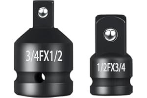 Nadisean 2 pezzi Adattatore Bussola 1/2" 3/4", Set di Adattatori per Bussole a Impatto 3/4'' 1/2'', Adattatori per Chiavi a Bussola, Cr-Mo Riduttori per Convertitori di Bussole per Chiavi