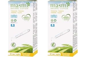 ‎MASMI Masmi Reguläre Applikator-Tampons aus Bio-Baumwolle, plastikfrei, 100 % biologisch abbaubar, parfümfrei, hypoallergen, chlor- und dioxinfrei (Doppelpack)