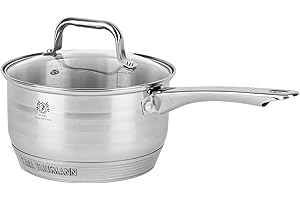 KARL HAUSMANN Casseruola Acciaio Inox - 2.6L - 19 cm - Pentola Induzione con Coperchio Vetro - Pentola Inox 18/0 - Scala Misura - Per Tutti i Fuochi - Pentole Acciaio Inossidabile