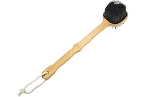 VOCOSTE 1pcs Dos Épurateur, Corps Brosse avec Longue Poignée, Silicone Noir