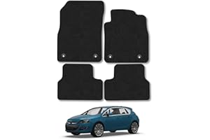 CAR MAT CO Vauxhall Astra J (2010-2015) Car Mats Accessories Tailored Fit Carpet Floor Mats Non Slip Black Trim Full Coverage Compatible Accessory Front Rear Set Anti Slip Granulated Backing Hand-Finished Clips