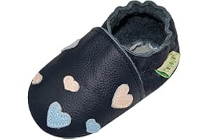 SAYOYO Weicher Leder Lauflernschuhe Krabbelschuhe Babyhausschuhe Kleinkind Lederschuhe Jungen und Mädchen