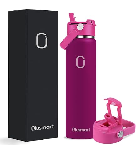 CIVAGO Isolierte Edelstahl-Wasserflasche 1 Liter – Mit 3 Deckeln (Strohhalm, Ausguss, Griff), Hält Heiß/kalt, Camouflage-Design
