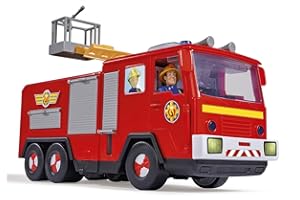 Simba - Sam Le Pompier - Camion Jupiter Série 13 - Figurines Sam + Radar Incluses - Fonctions Sonores et Lumineuses - Nombreux Accessoires - 109252516038 Rouge
