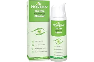 NOVEHA Tea Tree Eyelid Gel Cleanser – Plant-Based Daily Cleanser with Cucumber, Pro-Vitamin B5 & Hyaluronic Acid – Refreshing Eye Area Wash – 50mL