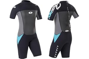 Osprey Women's Shorty 3 mm Summer Wetsuit, Adult Short Sleeve Neoprene Surfing Diving Wetsuit, Origin, Multiple Colours