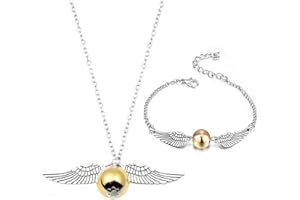 PPTABOLD Armbänder Geschenke für Mädchen und Golden Schnatz Halskette Harry Magisches Potter Thema Flügel Anhänger Armband verstellbar Schmucksets Geschenk Geburtstag für Mädchen Fans Fanartikel
