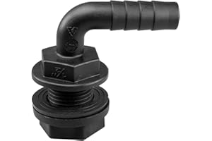 B2C Water Butt Connector Adapter Tank Fitting 1/2" - 2" Barb Straight 90 Pipe Outlet (Elbow, 1/2")