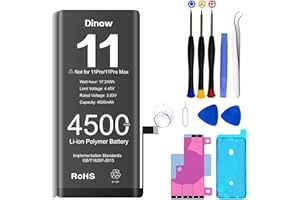 Dinow Akku für iPhone 11, 4500mAh hohe Kapazität 0 Zyklus Ersatzakku Set für 11 kompatibel mit Modell A2221,A2111,A2223,Lithium-Ionen-Batterie für iPhone 11 mit Reparaturwerkzeugen Kits
