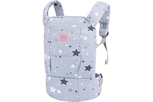 Bebamour Mochila portamuñecas para niñas, 3 en 1, suave, 100% algodón, accesorios para muñecas (estrellas grises)
