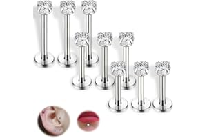 COYUN Lot de 9 bijoux pour piercing: helix, lèvre, tragus, oreille, nez, brillant, papillon, classique, pour femme et homme, titane, acier chirurgical, implant Grade
