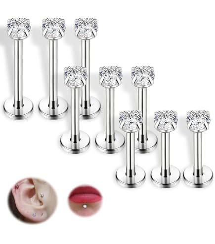 Piercing Cartilage Titane G23 - Labret, Hélix, Tragus, Filetage Interne, 16G, Longueurs 6/8/10mm
