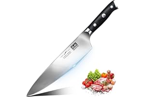 Nóż kuchenny SHAN ZU, nóż szefa kuchni, profesjonalny nóż, nóż szefa kuchni, 20 cm, niemiecka stal nierdzewna, bardzo ostre ostrze noża, nóż uniwersalny, nóż do mięsa z ergonomicznym Pakkaholzgriff
