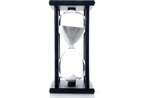 JIEHET 30 Minutes Hourglass Sand Timer, Hour Glass with Sand Decoration for Kids, Sand Clock Watch for Room Birthday Tea Coffee Table Book Shelf School Game Ornament Wooden (White Sand)