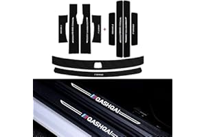 Eamily Auto Kohlefaser Einstiegsleisten Schutz + hintere Schutzplatte für Nissan Qashqai 2008–2023, Willkommenspedal, Auto Styling Dekoration Aufkleber Zubehör