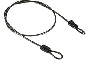 PATIKIL Sicurezza Acciaio Cavo 2.5mm x 0.5m/1.64ft Cavo Antifurto Rivestito Bagaglio Blocco Filo Corda con Doppio Cerchio Cavo di Sicurezza per Esterni Nero