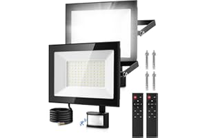 Lightasea LED Strahler mit Bewegungsmelder Außen, 100W 10000LM Scheinwerfer mit Fernbedienung, IP66 Wasserdicht LED Fluter, 6500K Kaltweiß Superhell LED Außenstrahler für Garten, Innenhöfe, Garage