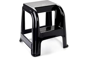 Acan Tradineur - Tabouret en plastique avec marchepied, chaise escalier pratique deux marches