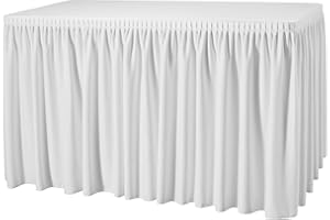 ‎GASTRO UZAL Gastro Uzal Skirting mit Plisséfalte, Weiß | 490 x 73 cm, Büffettisch Skirtings, Tablerock White