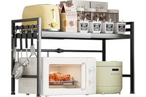 ‎HEIKOECO Heikoeco® Küchen Organizer, Küchenregal, Regal, Höhen & längenverstellbares Mikrowellen Regal 40-64cm + Werkzeug Küchenregal, Organizer Küche, Regal Küche