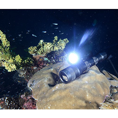 SecurityIng® Unterwasser Tauchen Taschenlampe 1000Lm 150M Wasserdicht XM-L2 U2-1A LED Professionelle Taschenlampe von 3 x 1,5V LR14 Batterien(Nicht enthalten) - 7
