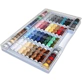 Assorted 64 Coloured Threads (100% Polyester, Suitable for Sewing Machines)
