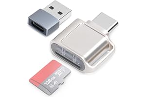 SEMINER Czytnik kart TF, czytnik kart Micro SD, adapter kart pamięci TF typu C z adapterem USB C na USB kompatybilny z laptopem, MacBookiem, Samsung Galaxy (srebrny)
