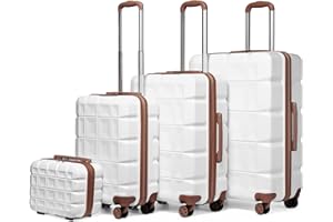 Kono Kofferset 4 Teilig Gepäck-Sets Hartschalenkoffer Reisekoffer Set Zwillingsrollen ABS Koffer Trolleys mit TSA Schloss 4 Rollen Kofferset mit Beautycase-M-L-XL-Set (4tlg. Kofferset, Weiß)