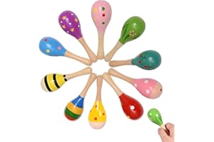 LIYANHU Baby Maracas, 5Pcs Wooden Maracas Baby, Colorful Baby Musical Instrument for Party Favors Education Instrument Percussion Shaker Toy for Babies Kids