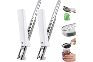 MOVYEE 2 Pièces Ouvre-Bocal Réglable,Manuels de Sécurité Ouvre-boîteStainless Steel Jar Opener pour Personnes âgées, avec Mains Faibles ou Souffrant d’Arthrite (Blanc)