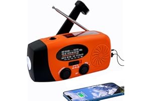 IRONSNOW Radio Solaire à Manivelle d'Urgence 5000 mAh Avec Lampe de Poche, NOAA/FM/AM, Survie Portable Avec SOS, Chargeur USB Pour Camping en Plein Air