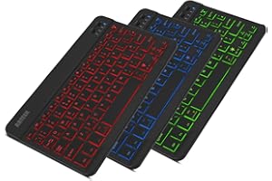 Arteck Universal Backlit 7-Colors & Adjustable Brightness Ultra Light Slim Portable Wireless Bluetooth 3.0 Keyboard for iOS iPad Pro, iPad Air, iPad Mini, Android, MacOS, Windows Tablets PC Smartphone