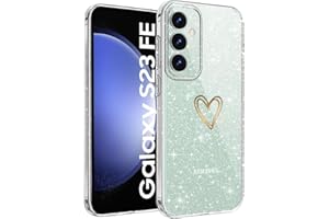 Etui na telefon komórkowy Samsung Galaxy S23 FE 5G, CaseLover brokatowe, przezroczyste, urocze serce, galwanizowane, ultra cienkie, miękkie silikonowe TPU, dla dziewcząt, etui ochronne, odporne na