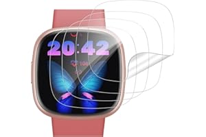 VideoSecu 4 Stück für Panzerglas für Fitbit Versa 3/Fitbit Versa 4/Fitbit Sense 2/Fitbit Sense Schutzfolie, Selbstheilende TPU Folie, Kratzfest, Blasenfreie, Anti-Fingerabdruck, Perfekte Passform