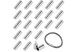 MOAMUN 20 Piezas Corda Chiusure Per Braccialetti Per La Fabbricazione Di Braccialetti, Stabile Chiusure Per Collane Durata Chiusura Per Braccialetti per Collana In Pelle Fibbia (Argento, 4mm)